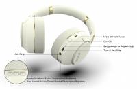 INCA Ibk-503b Kablosuz 5.3 Bluetooth Hafıza Kart Destekli Kulak Üstü Kulaklık Bej BEYAZ